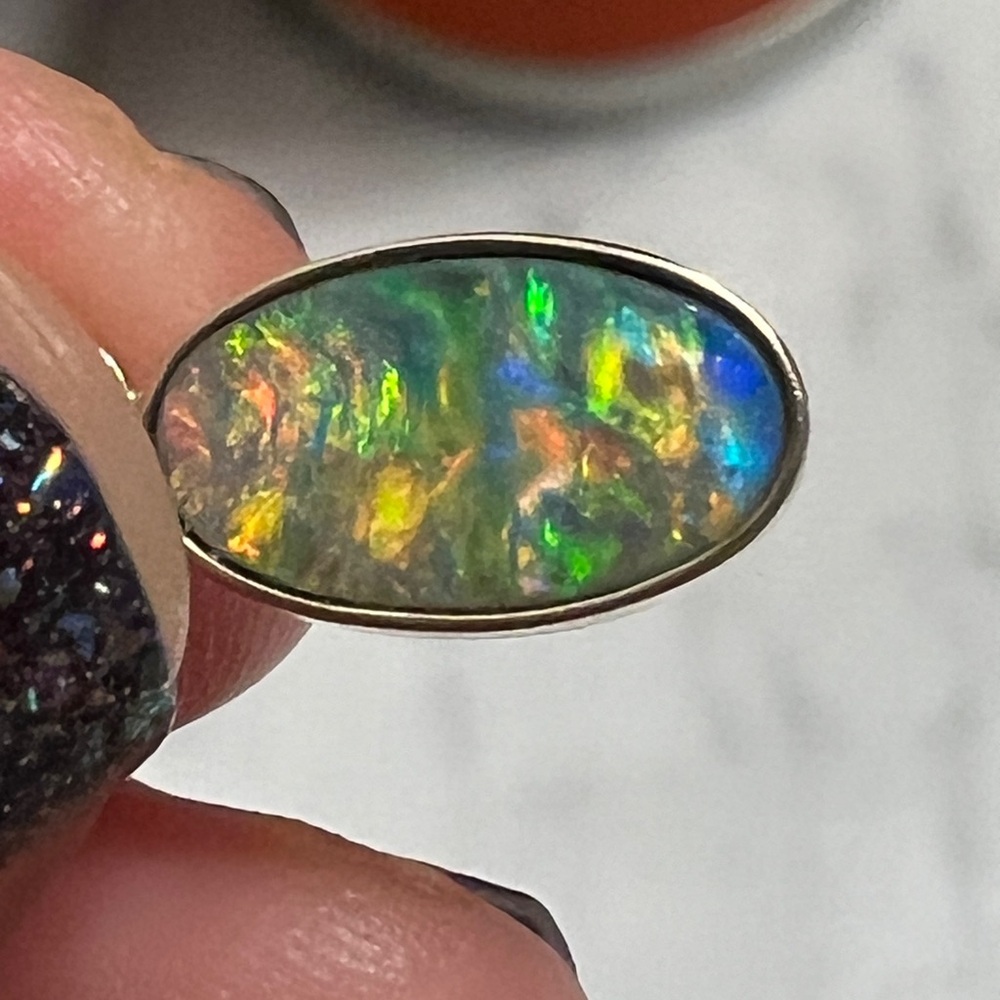 14k Gold Australian Opal Pendant - Picture 4 of 13